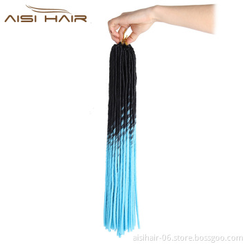 Synthetic Long Crochet Hair Braids Extension Heat Resistant Ombre Sky Blue Colors Top Quality Dreaklocks Braid Hair